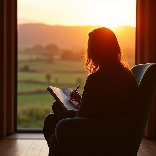 Focused individual in deep reflection with a view